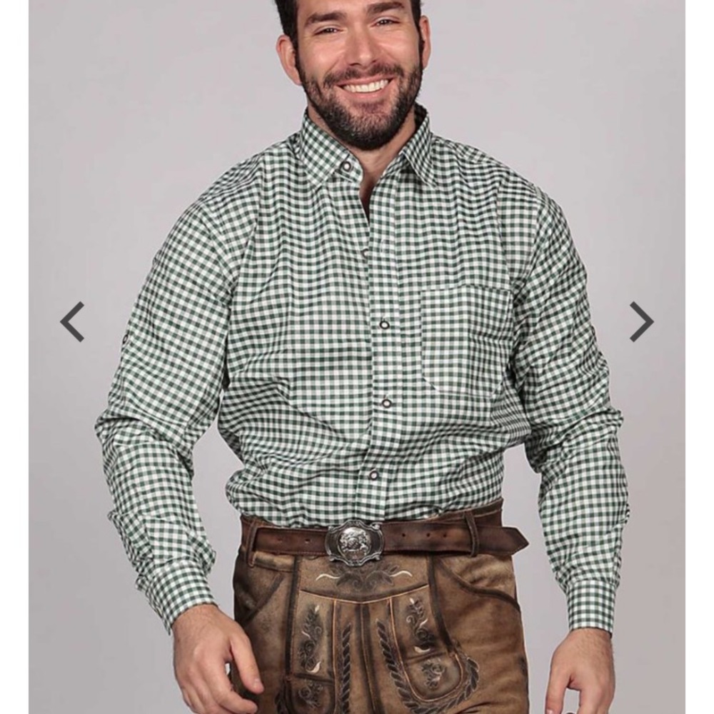 Pine Green Checkered Men's Oktoberfest Shirt
